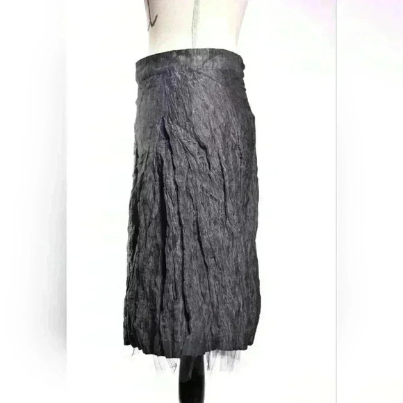 PINK TARTAN Grey Crinkle Lame Ballet Mesh Knee Flair  Skirt 4US Medium Canada - Picture 2 of 9